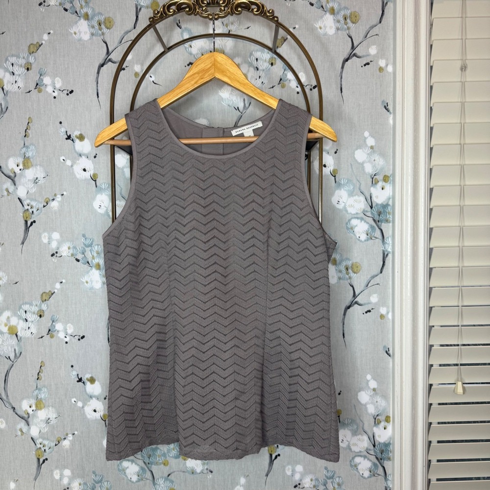 Banana Republic Womens Textured Sleeveless‎ Shell Top Grey Size 12 Zip Back